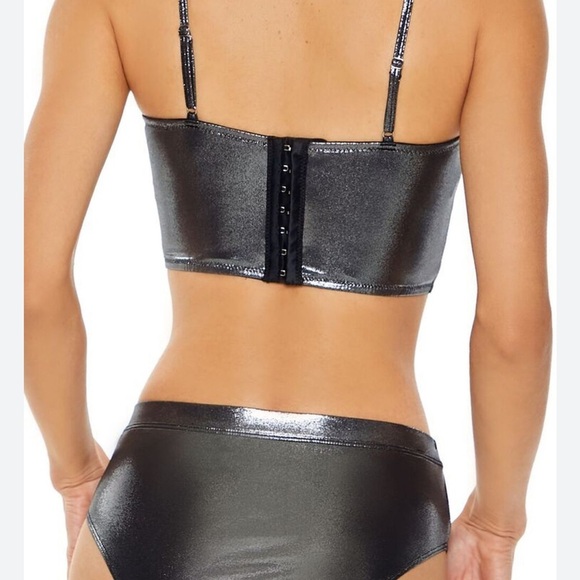 Forever 21 metallic gray bustier bra top | size M| brand new - Picture 9 of 9